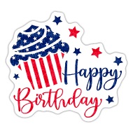 Happy Birthday American Cup Cake 4th of July' Sticker